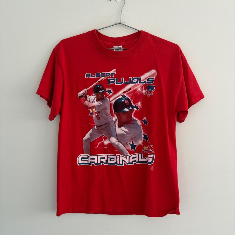 Vintage Albert Pujols St Louis Cardinals Red Graphic T-Shirt Delta Pro Weight M